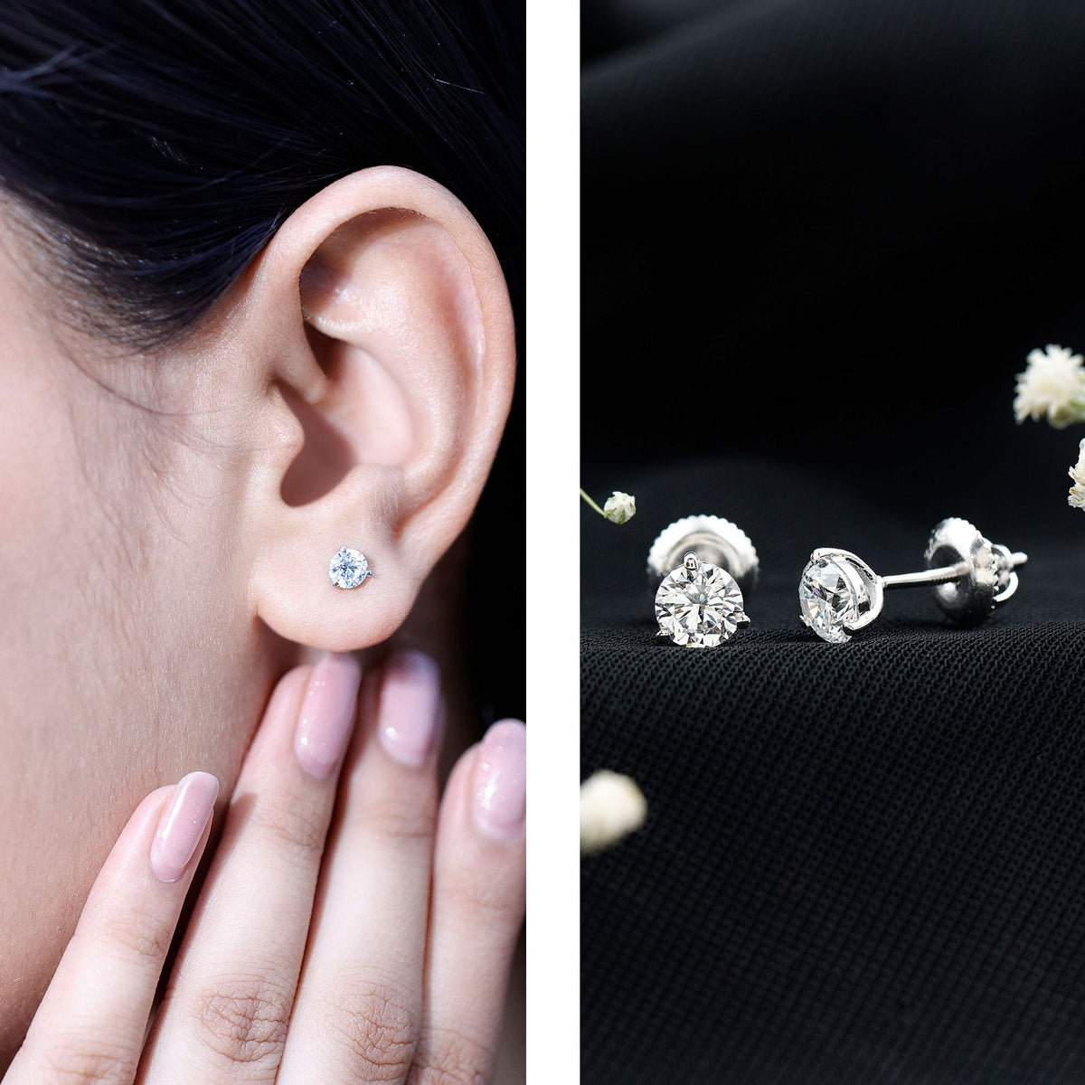 1 Carat Certified Moissanite Martini Stud Earrings