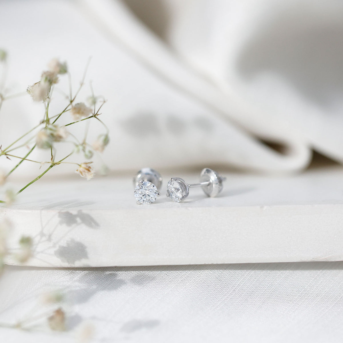 1 Carat Certified Moissanite Martini Stud Earrings