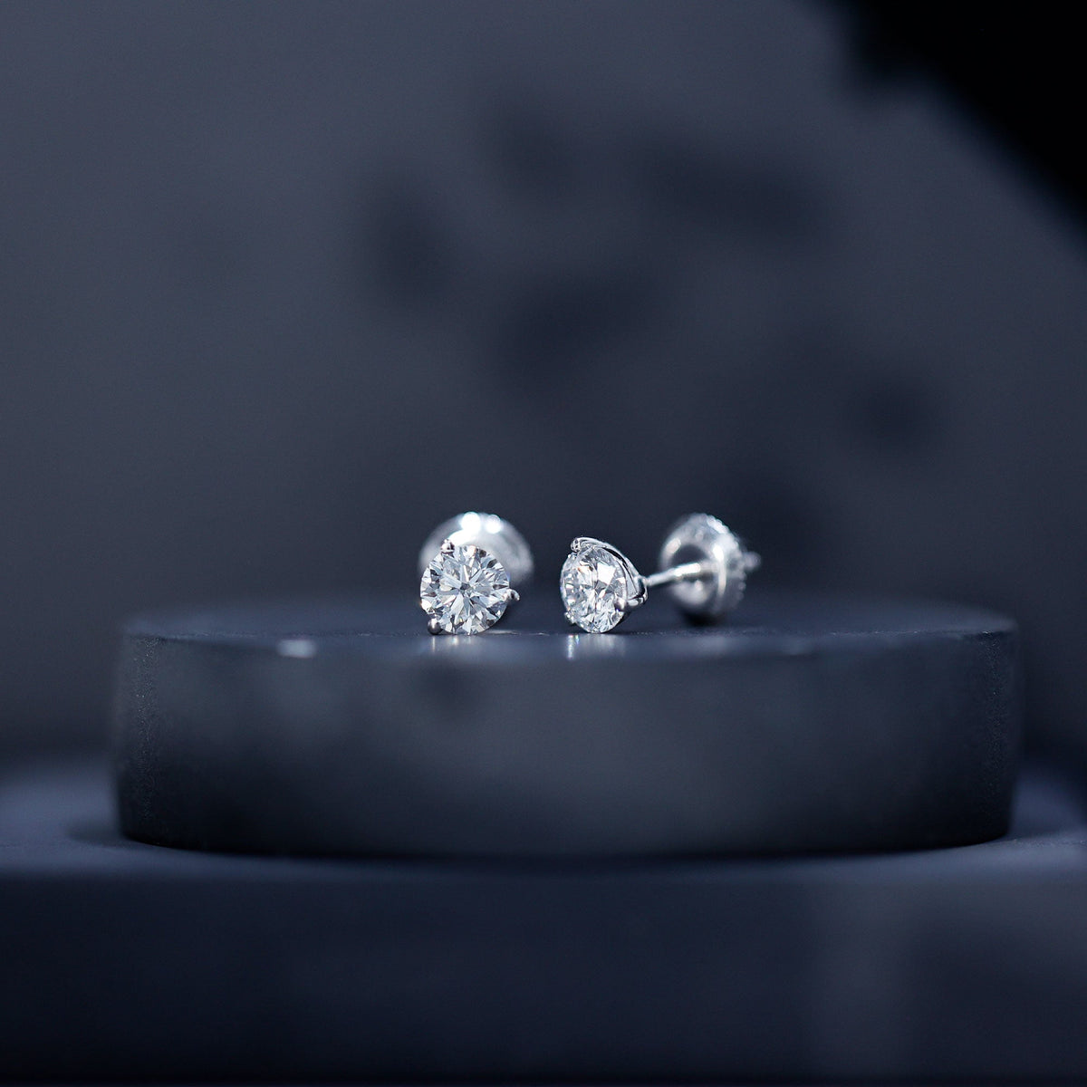 1 Carat Certified Moissanite Martini Stud Earrings