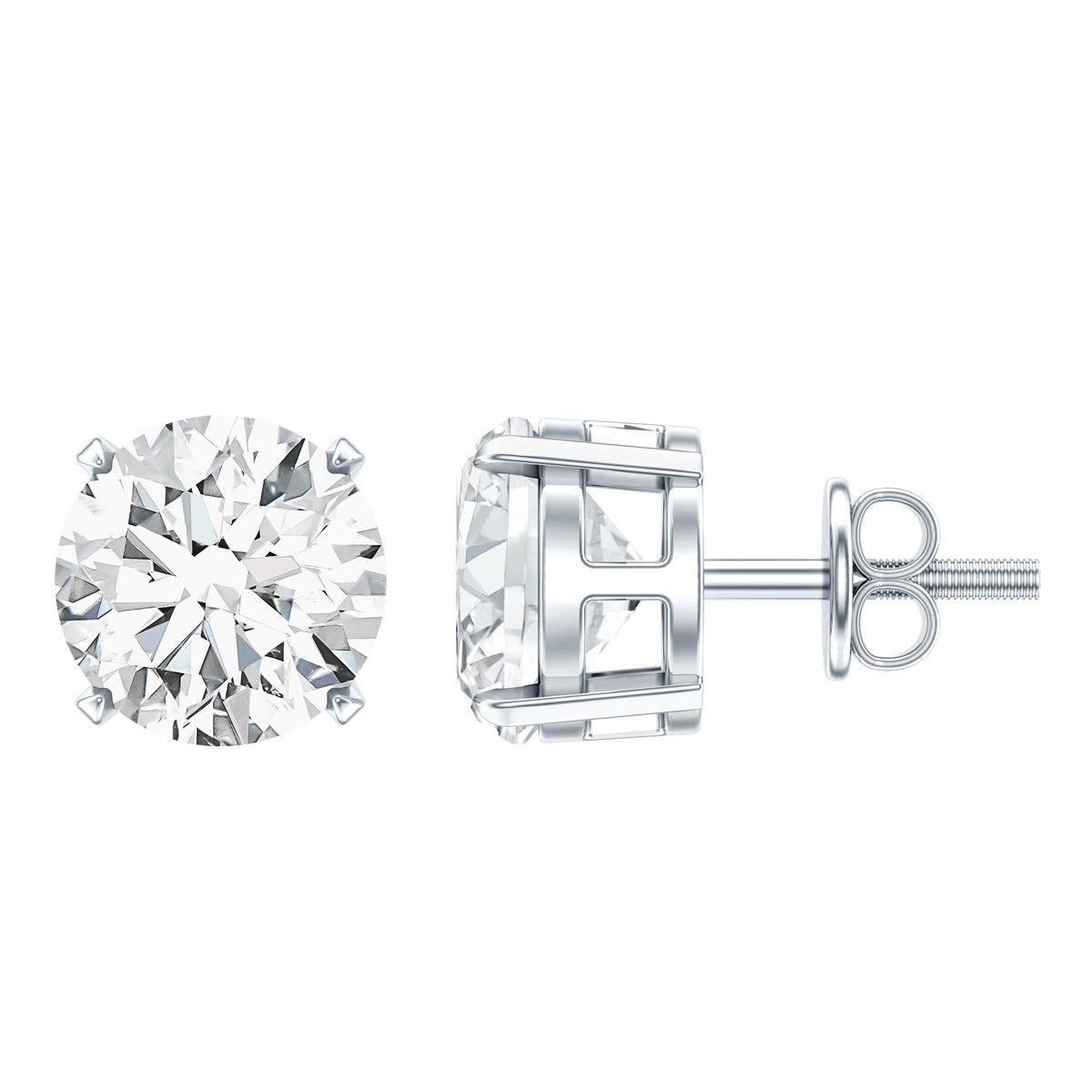 2.7 Carat Round Moissanite Studs in Claw Setting
