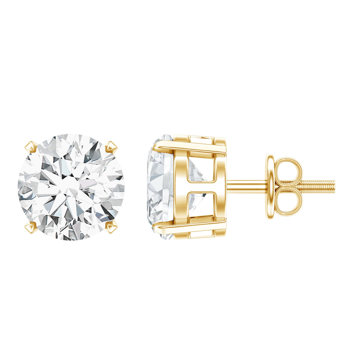 2.7 Carat Round Moissanite Studs in Claw Setting