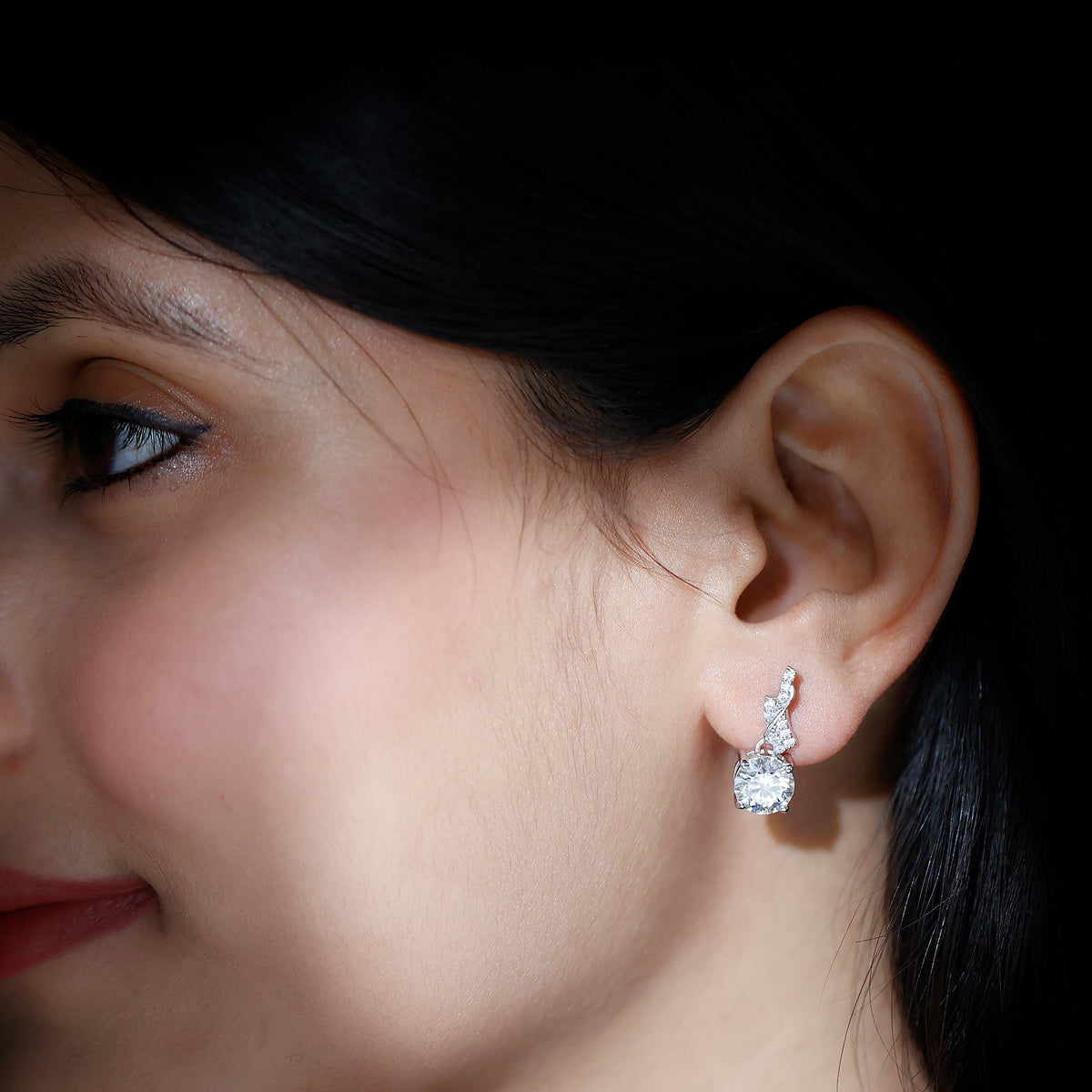 4.2 CT Certified Moissanite Designer Drop Earrings in Silver