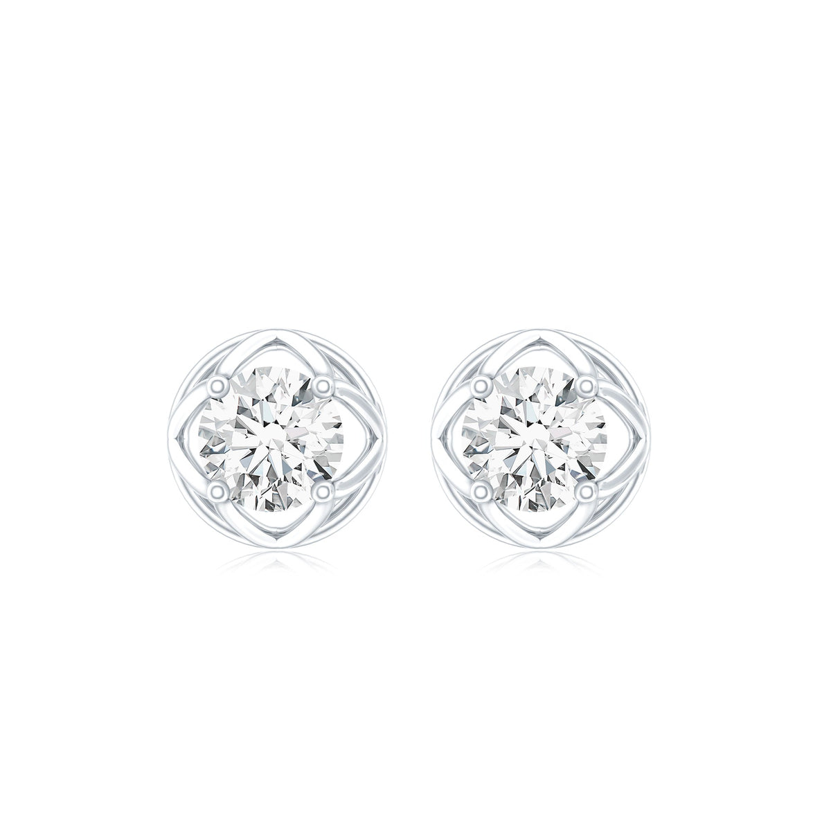 0.50 Carat Round Brilliant Diamond Solitaire Stud Earrings with Screw Back