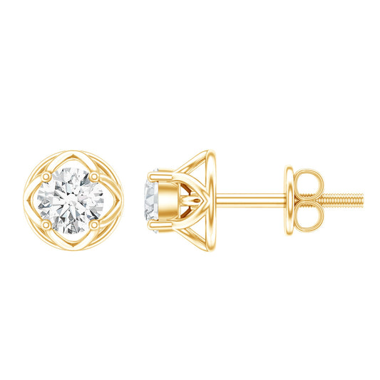 0.50 Carat Round Brilliant Diamond Solitaire Stud Earrings with Screw Back