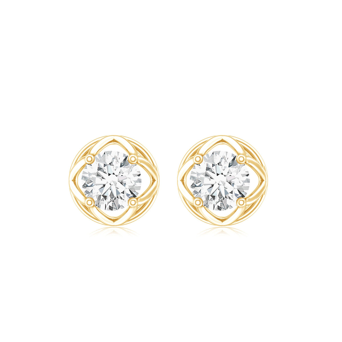 0.50 Carat Round Brilliant Diamond Solitaire Stud Earrings with Screw Back