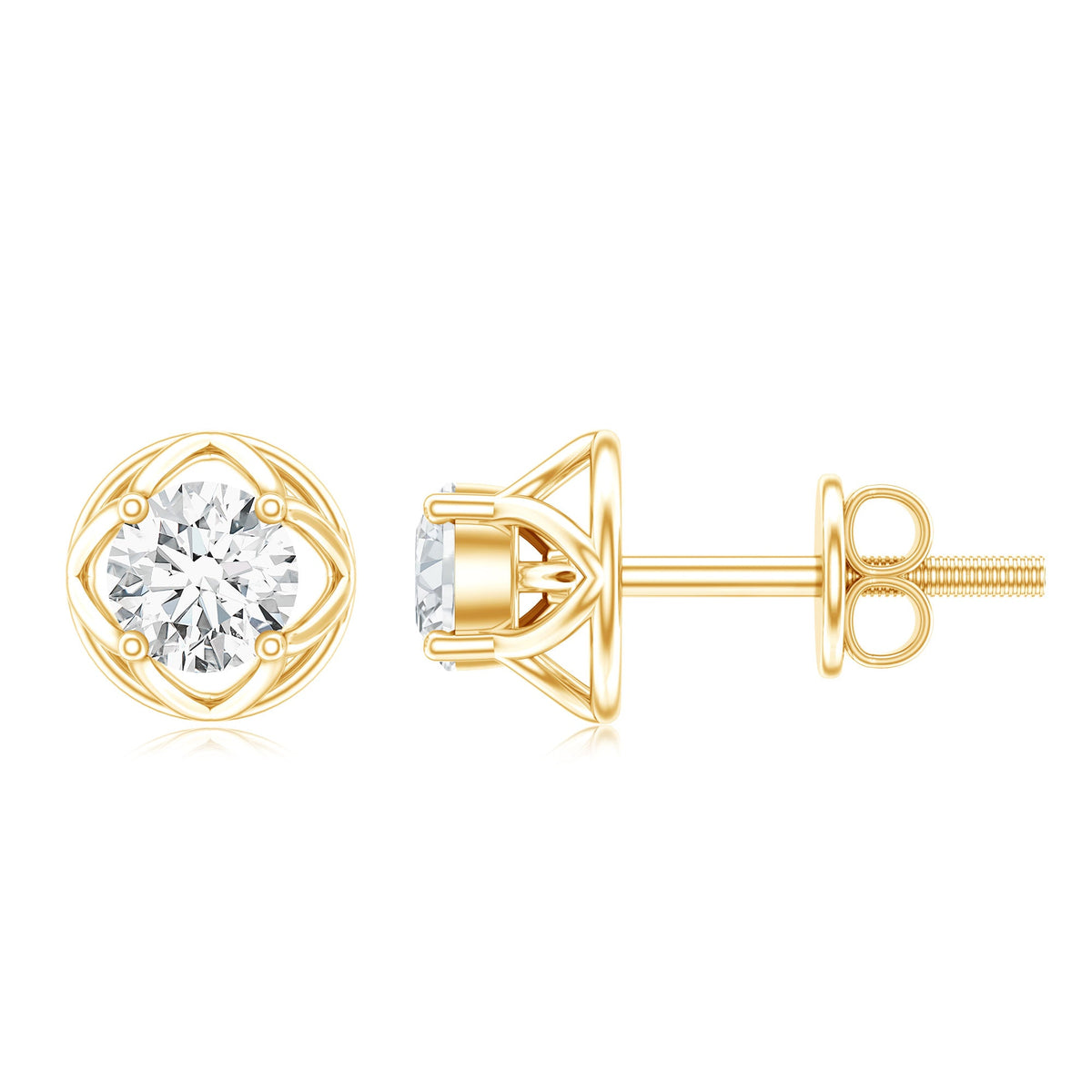0.50 Carat Round Brilliant Diamond Solitaire Stud Earrings with Screw Back
