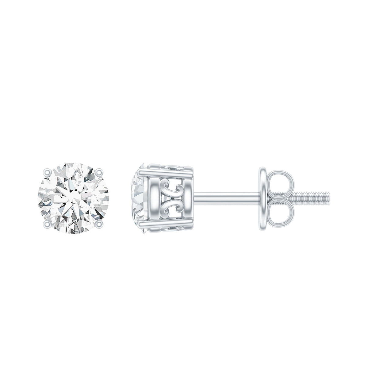 Brilliant Cut Diamond Solitaire Stud Earrings in Prong Setting