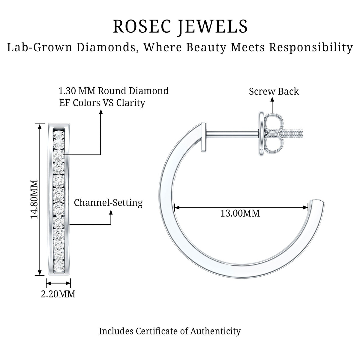 Diamond Hinged Hoop Earrings in Channel Setting