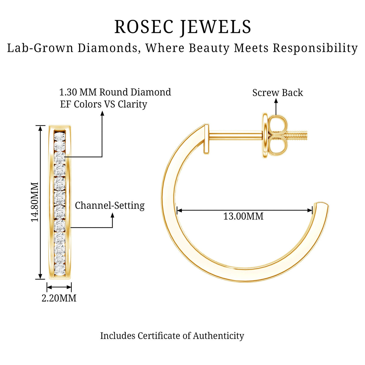 Diamond Hinged Hoop Earrings in Channel Setting