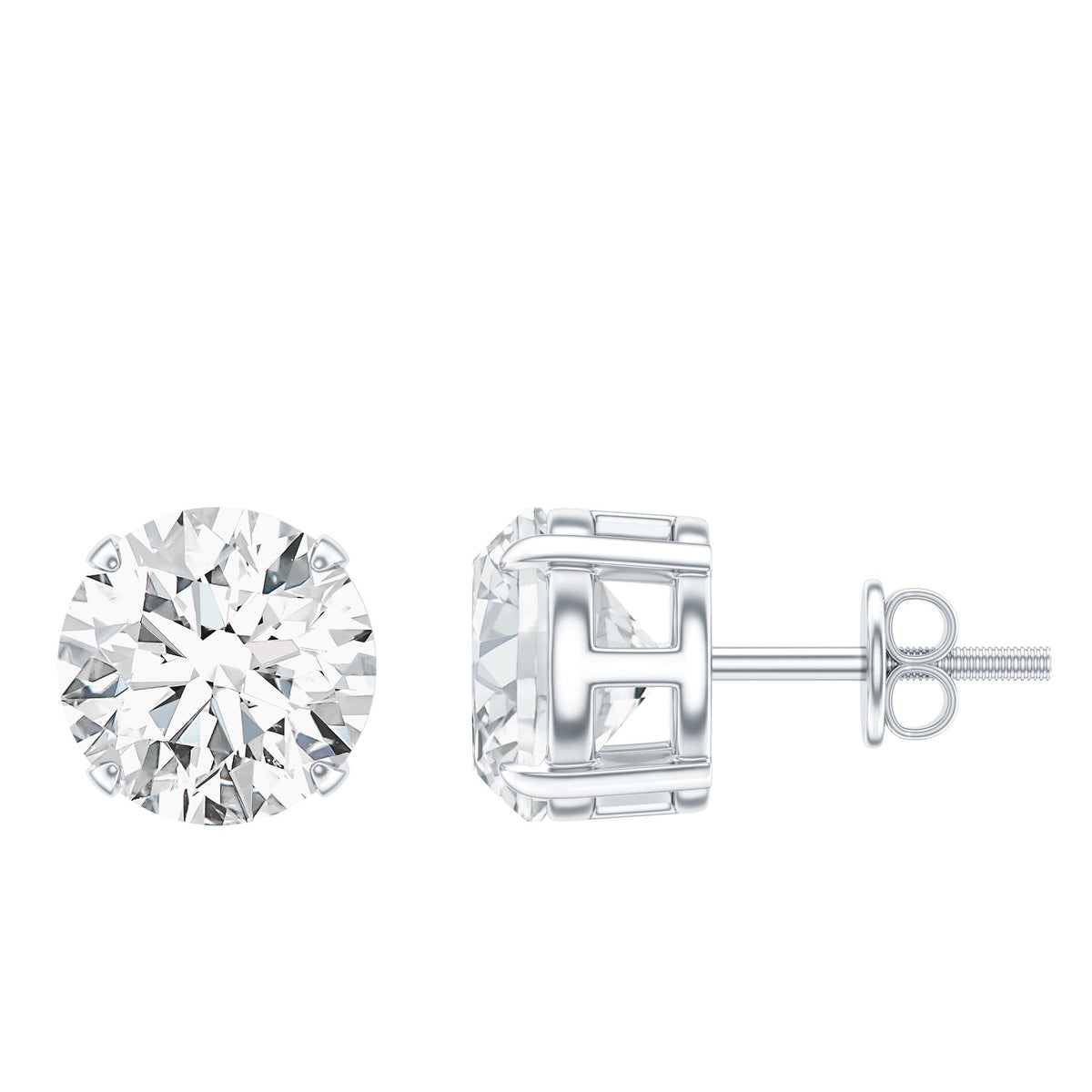 4.2 Carat Round Cut Moissanite Solitaire Stud Earrings