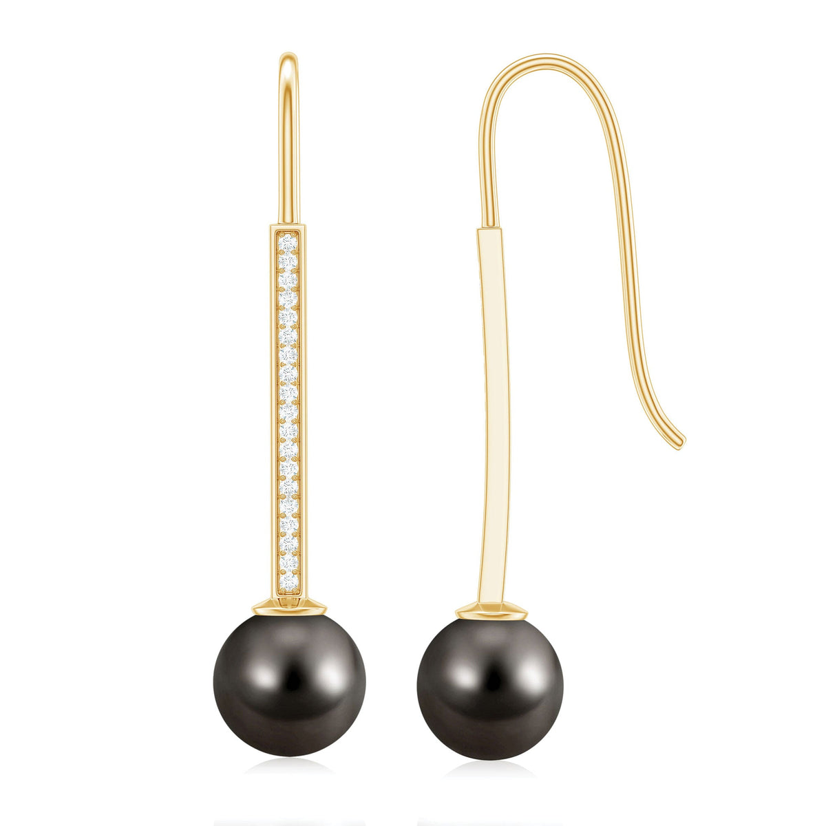 15 Carat Tahitian Pearl Dangle Earrings with Diamond Stones