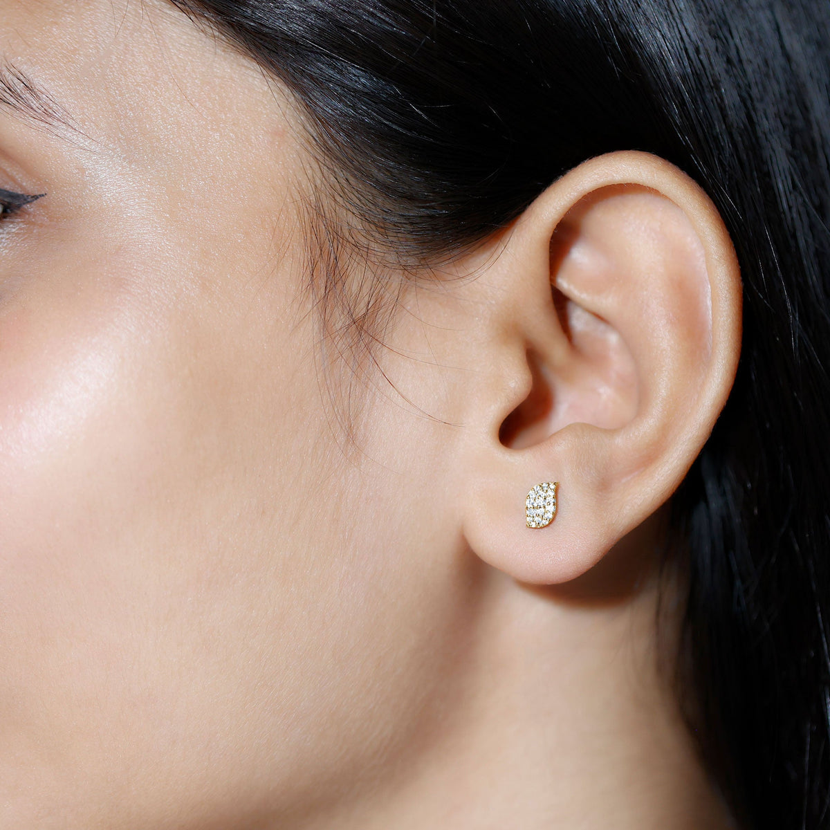 Certified Moissanite Leaf Stud Earrings in Pave Setting