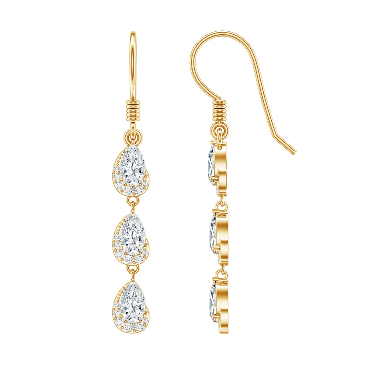 Certified Moissanite Dangling Wedding Earrings for Bride