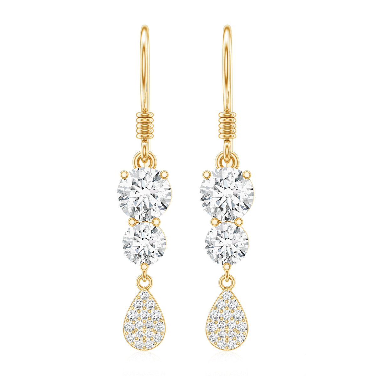 1 Carat Moissanite Dangle Earrings with Fish Hook