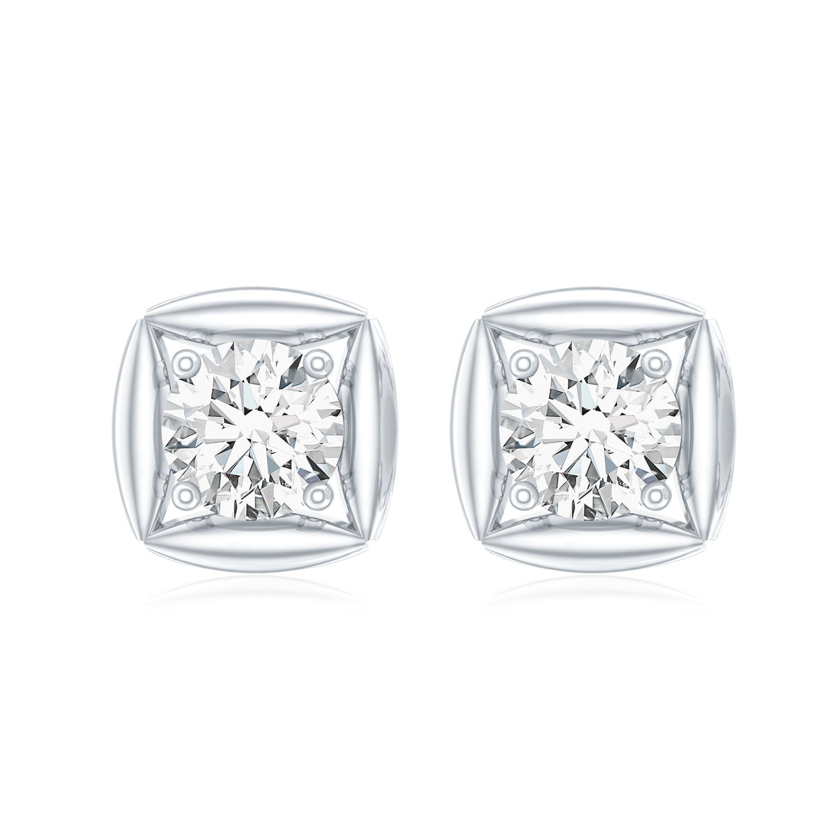 0.9 Carat Round Lab Grown Diamond Stud Earrings With Screw Back