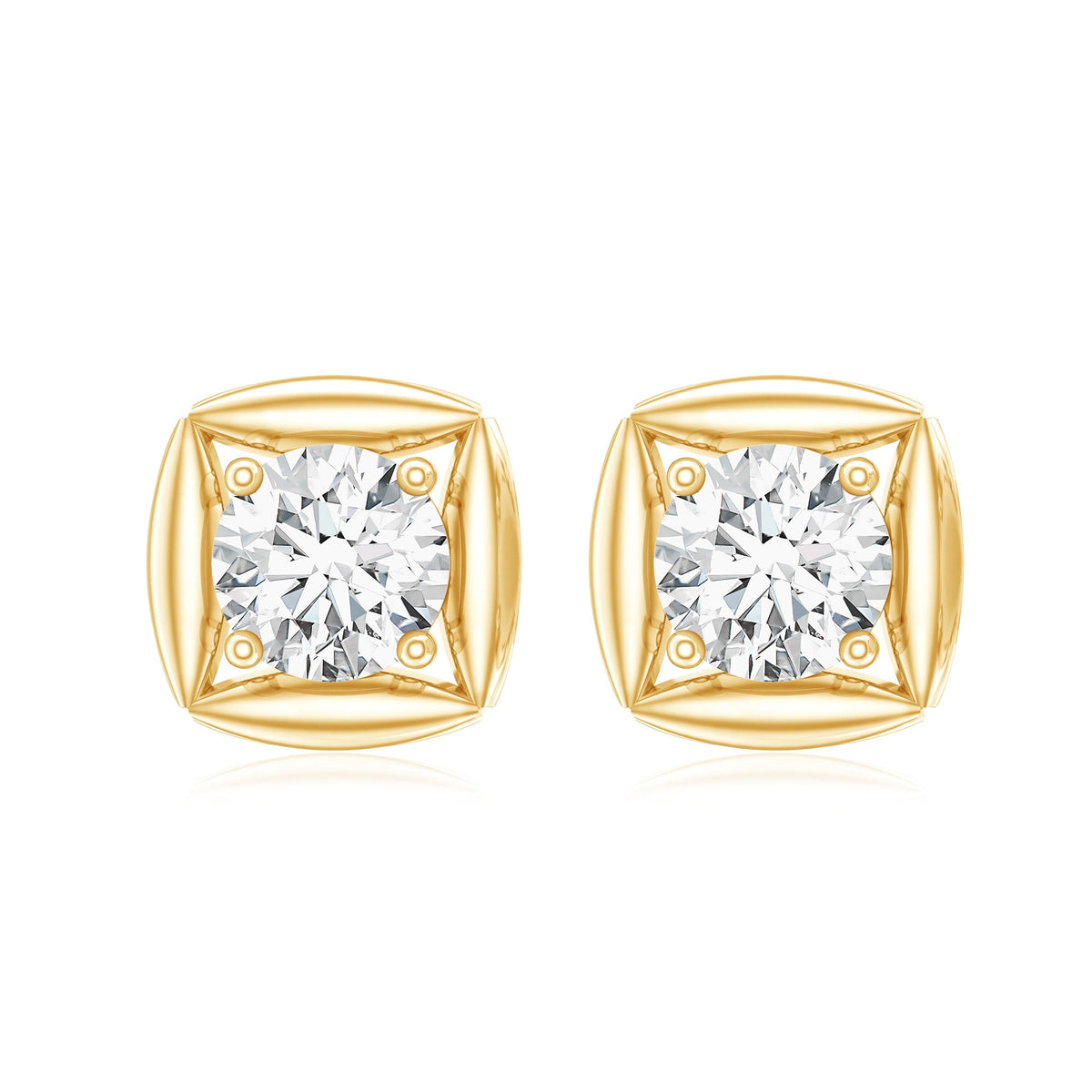 0.9 Carat Round Lab Grown Diamond Stud Earrings With Screw Back