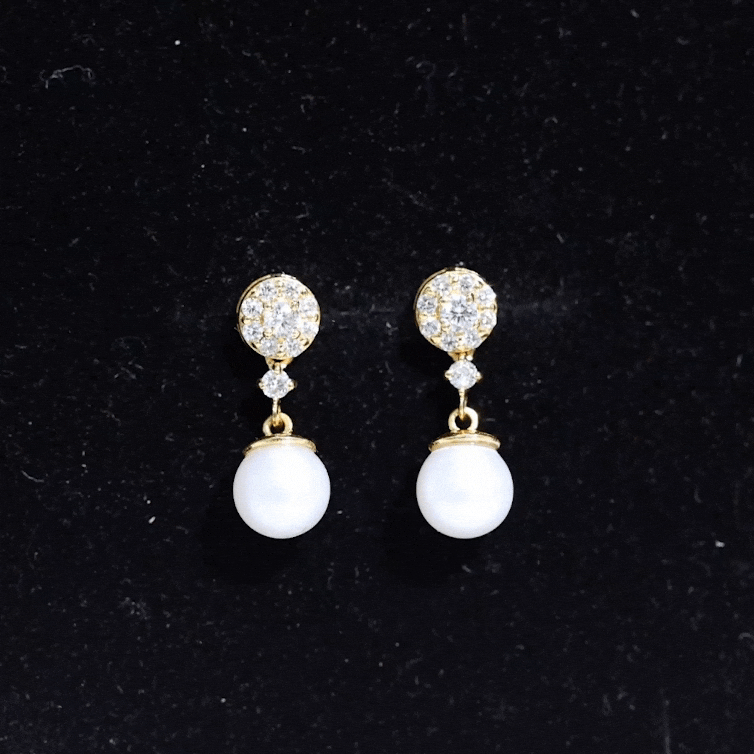 Freshwater Cultured Pearl and Diamond Drop Earrings