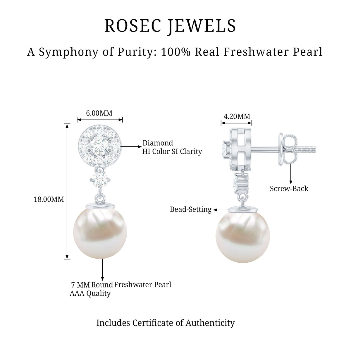 Freshwater Cultured Pearl and Diamond Drop Earrings