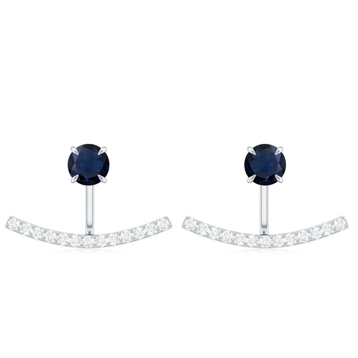 0.8 Carat Blue Sapphire Classic Jacket Earrings with Diamond