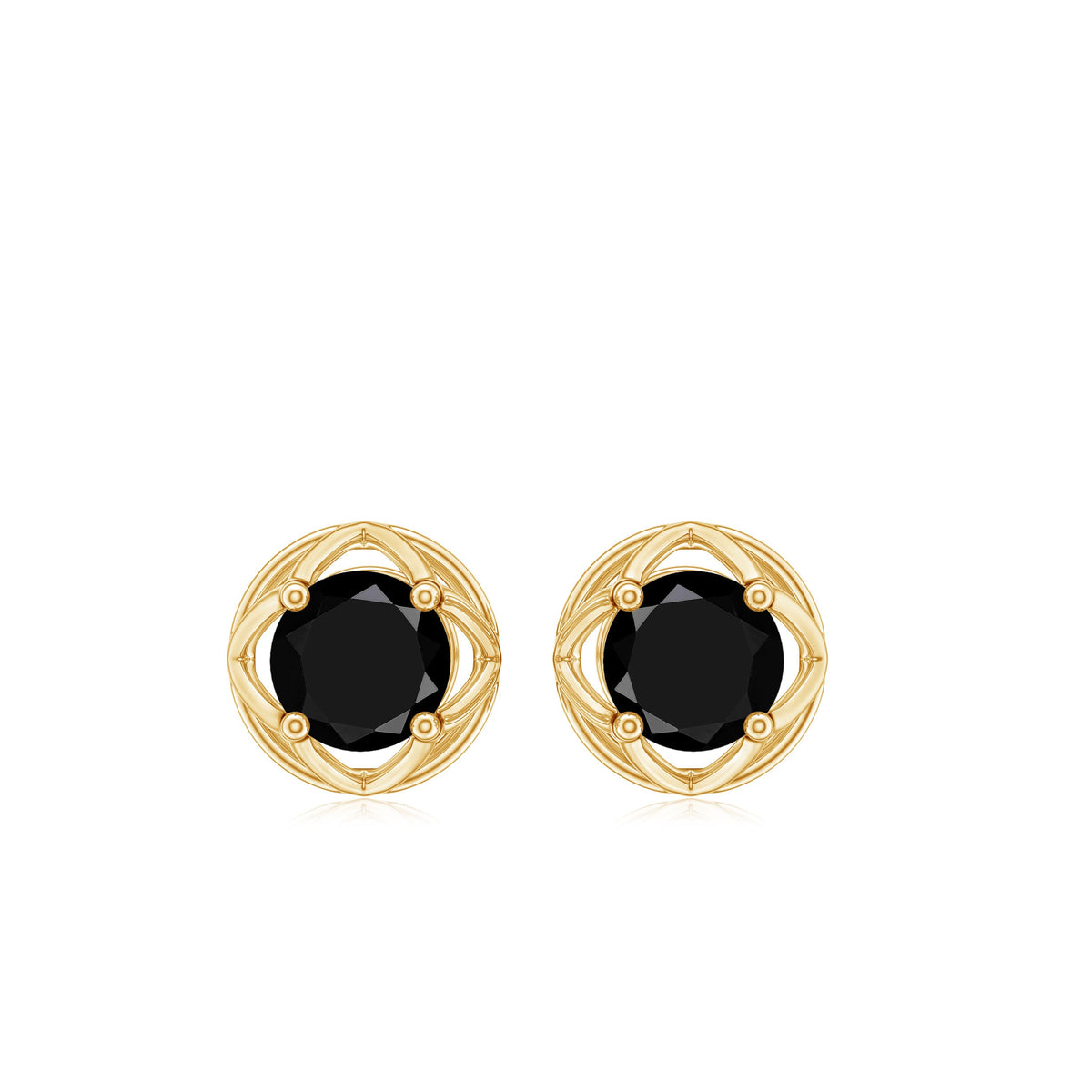 0.4 Carat Solitaire Black Onyx Floral Stud Earrings