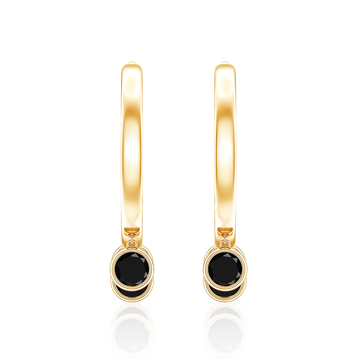 Genuine Black Onyx Hinged Hoop Drop Earrings