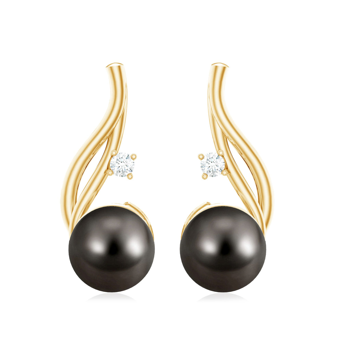 15 CT Solitaire Tahitian Black Pearl Drop Earrings for Women