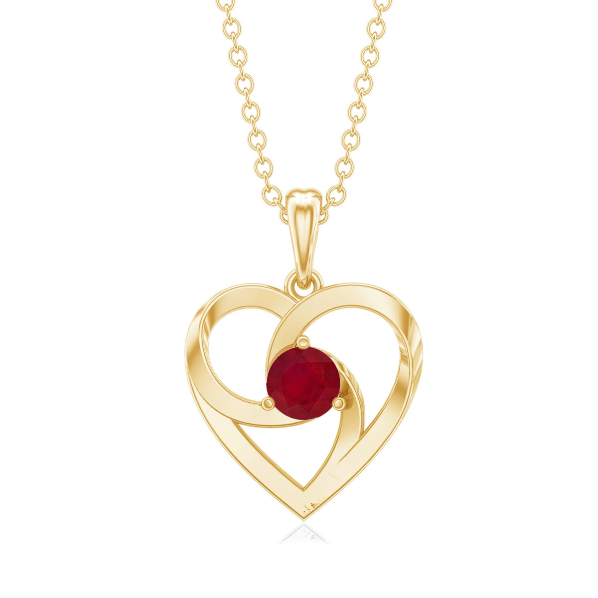 0.25 Carat Round Cut Solitaire Ruby Heart Pendant Necklace