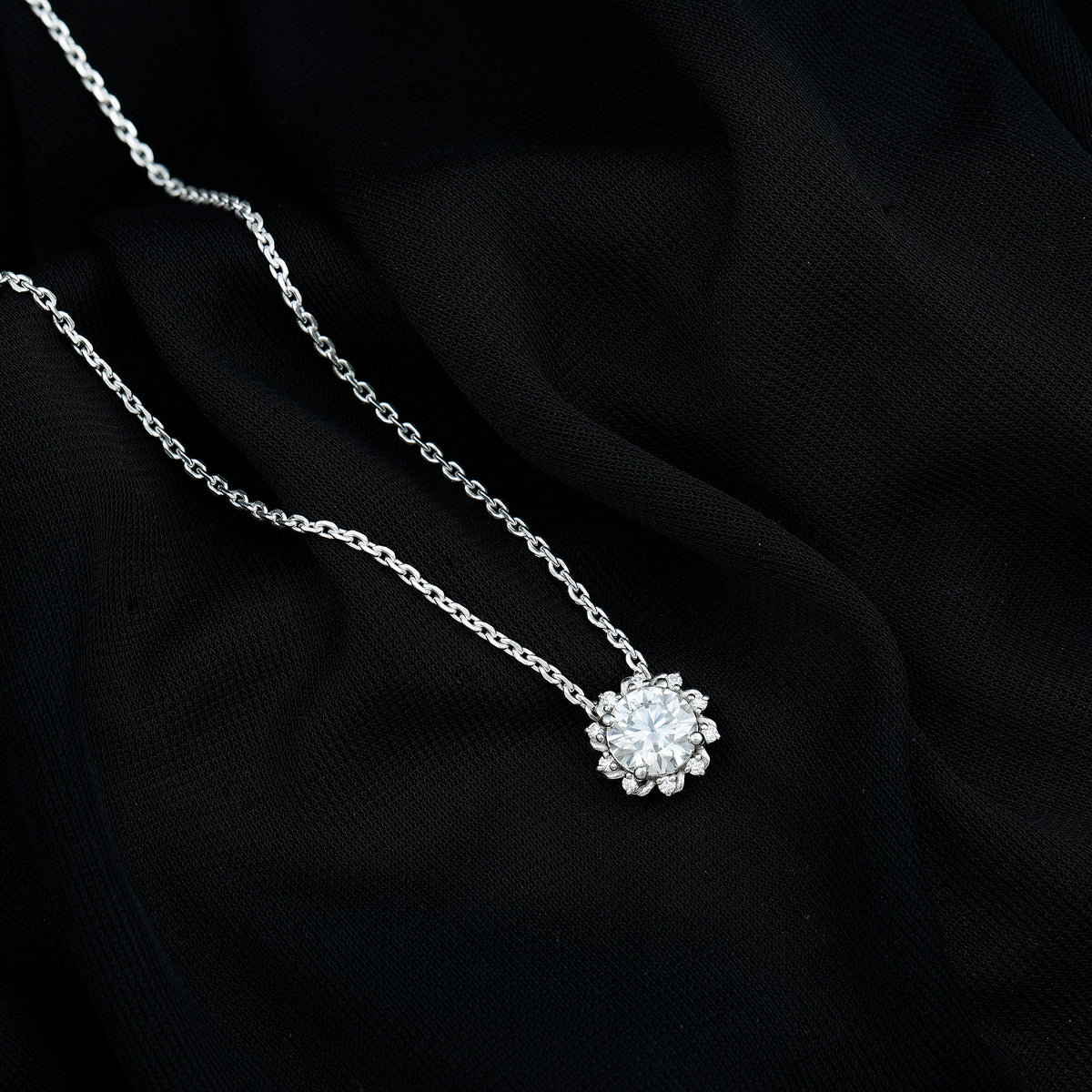 2 Carat Round Cut Lab Grown Diamond Starburst Necklace