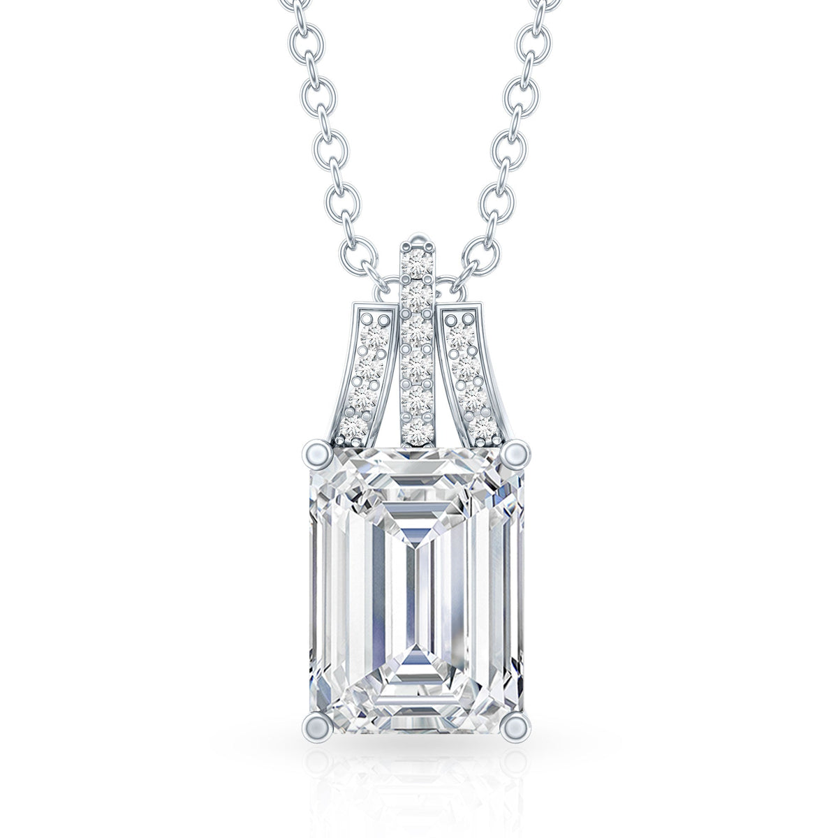 1.8 Carat Solitaire Lab Grown Diamond Emerald Cut Necklace