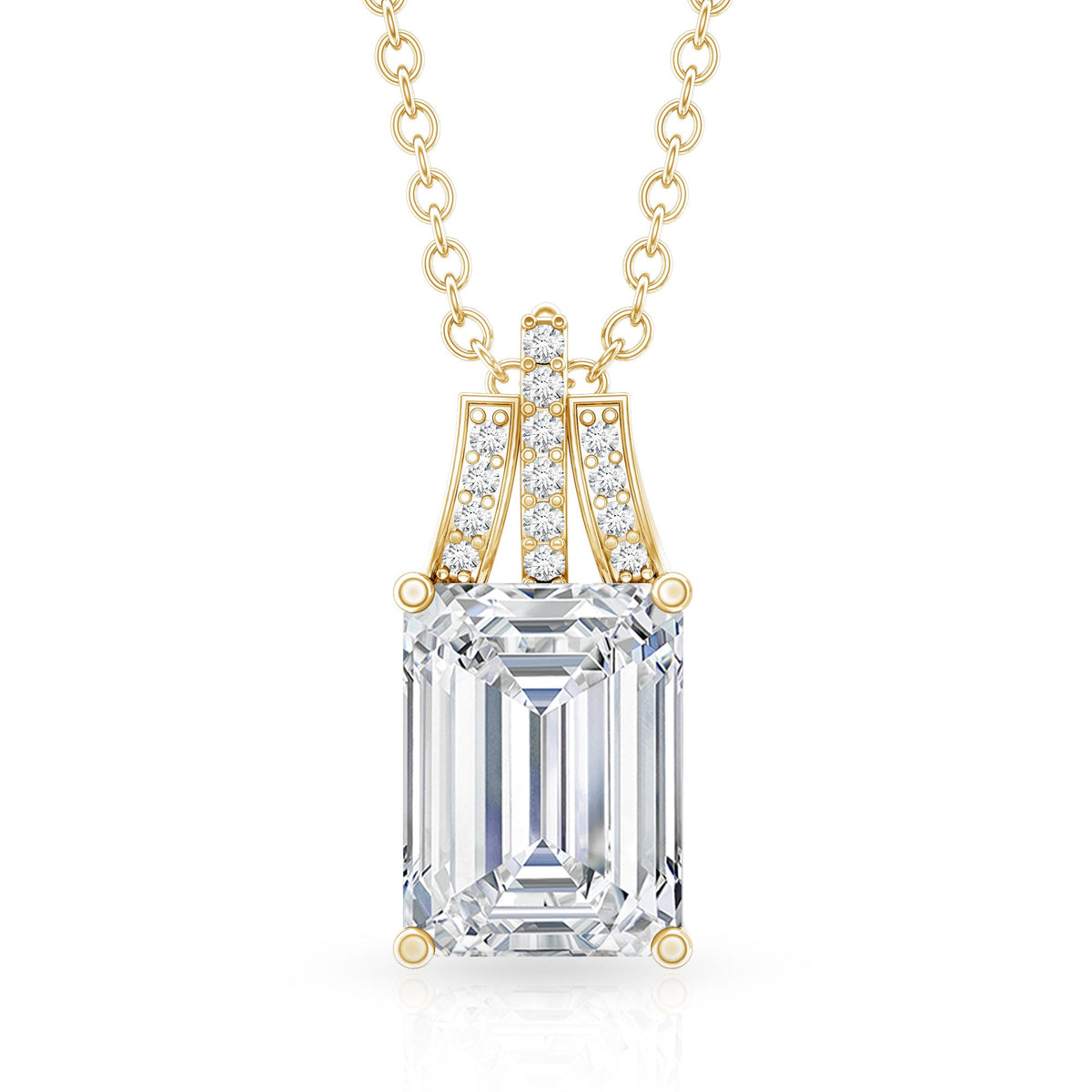 1.8 Carat Solitaire Lab Grown Diamond Emerald Cut Necklace