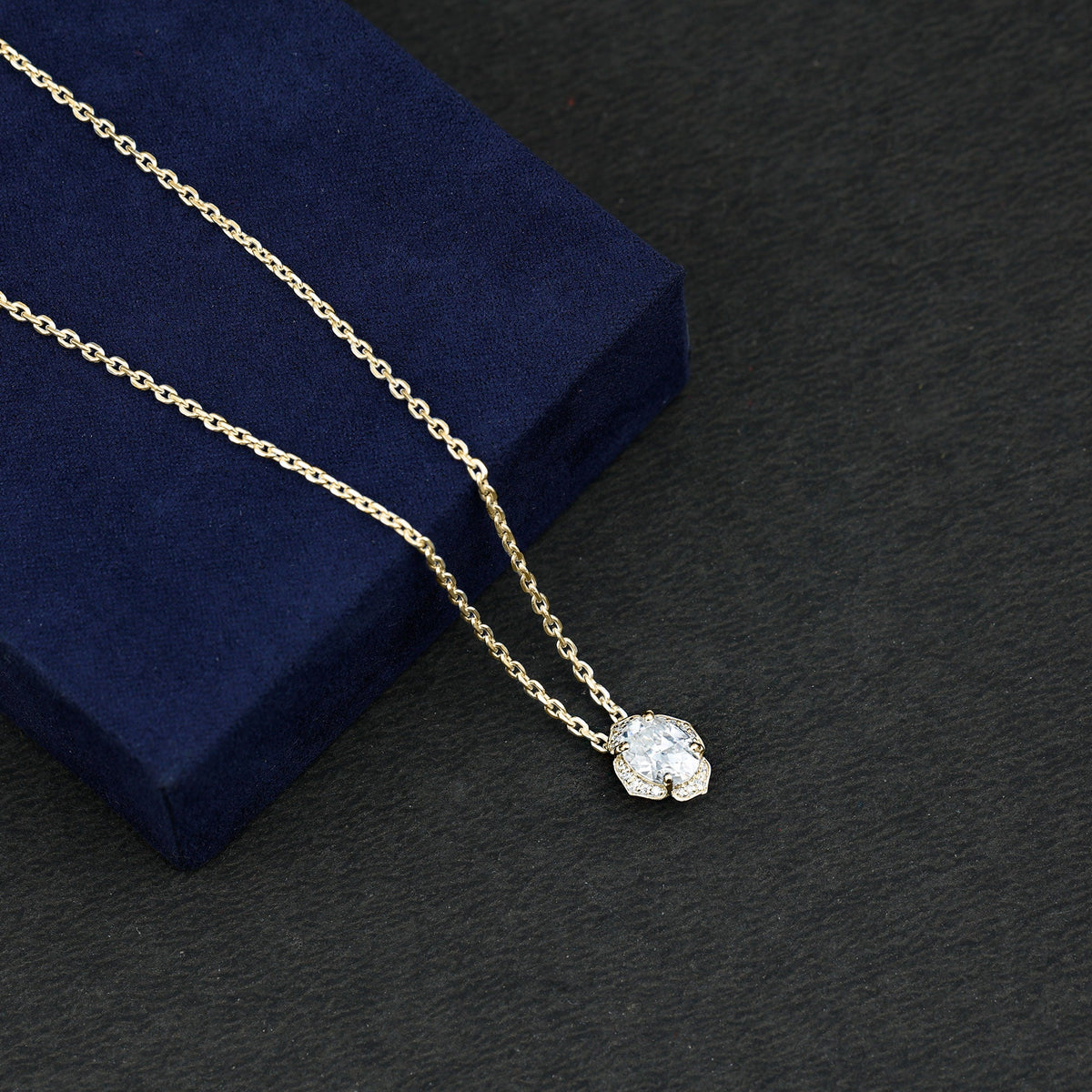 1.2 Carat Oval Shape Lab Grown Diamond Vintage Flower Necklace