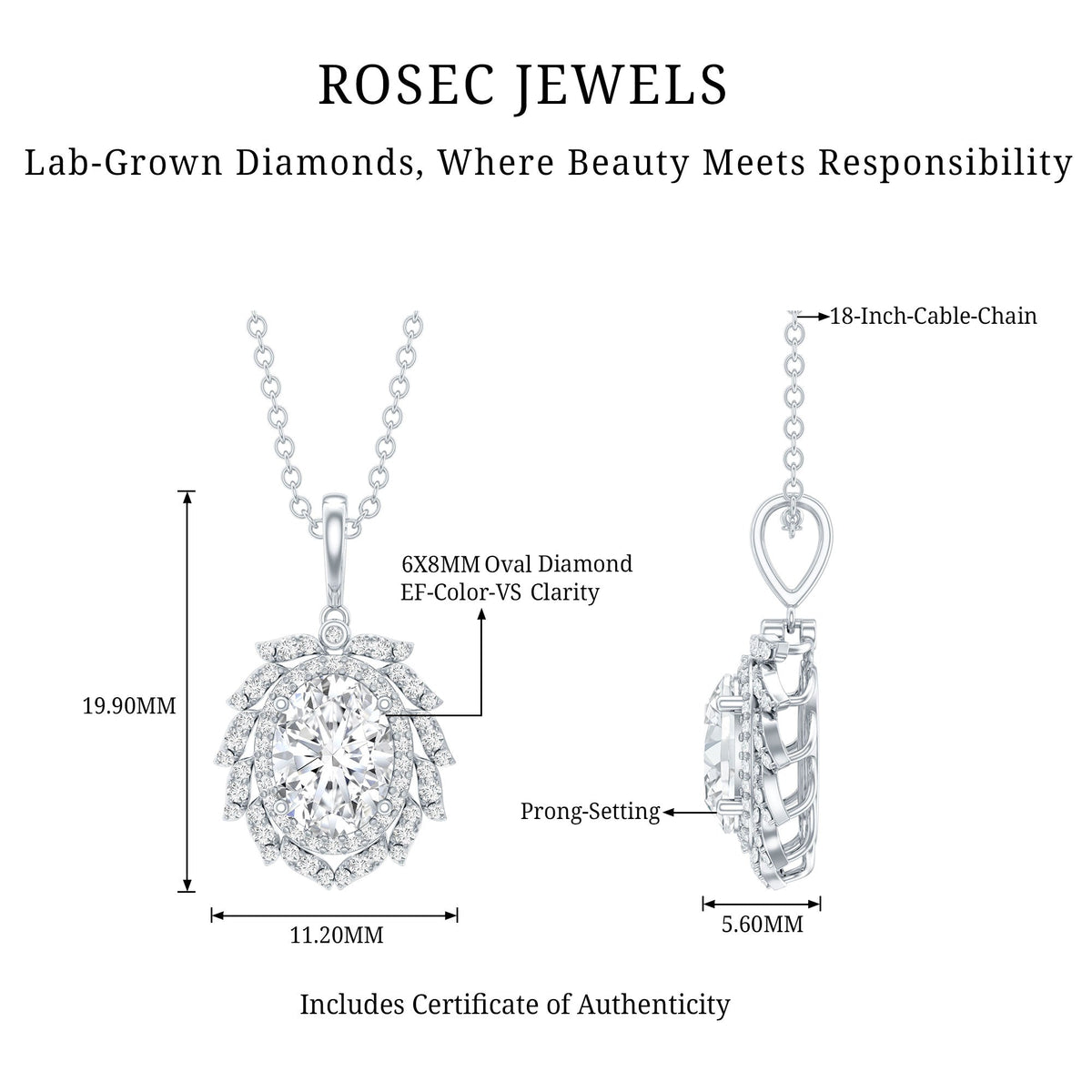 1.2 Carat Oval Lab Grown Diamond Vintage Necklace With Double Halo