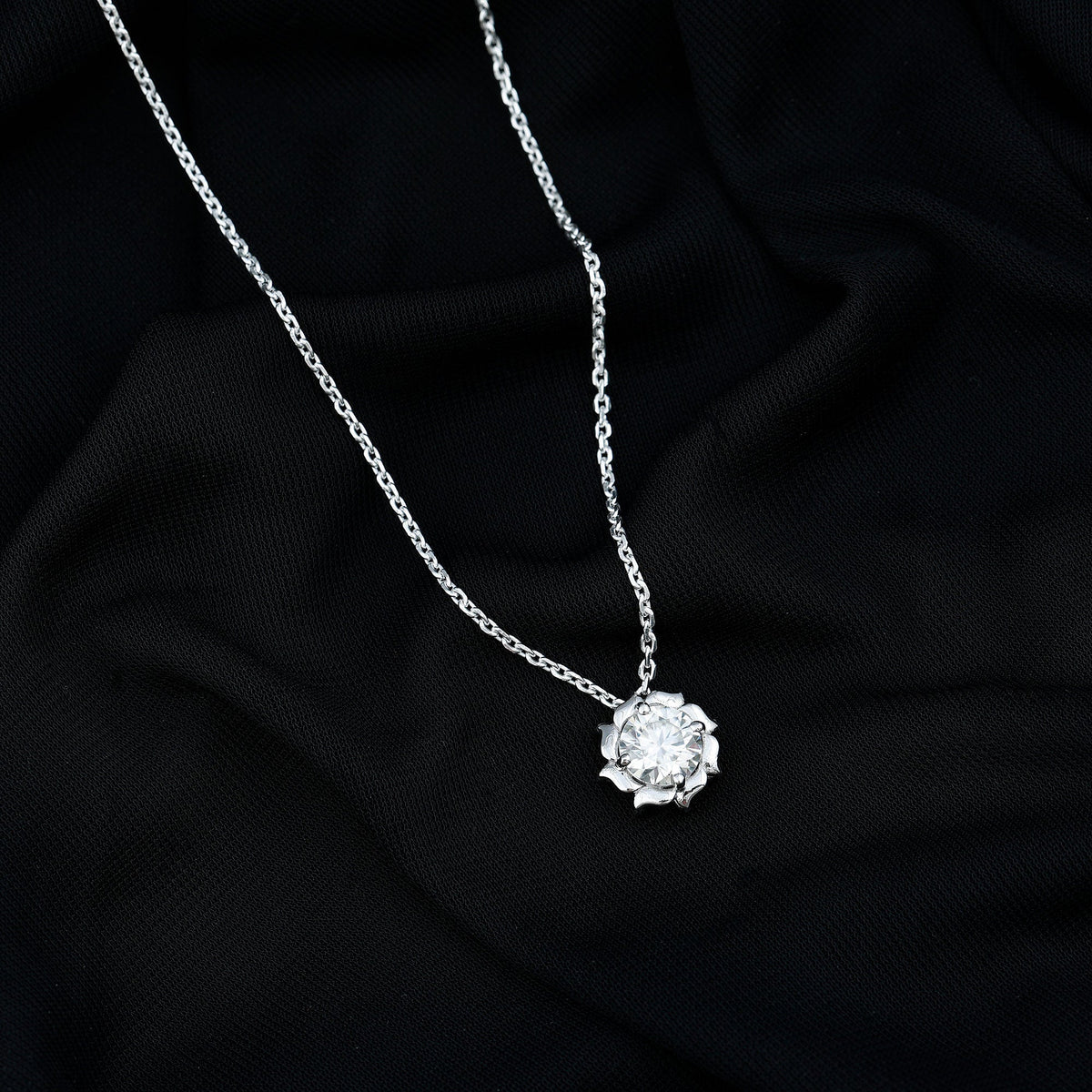 2 Carat Solitaire Lab Grown Diamond Flower Necklace