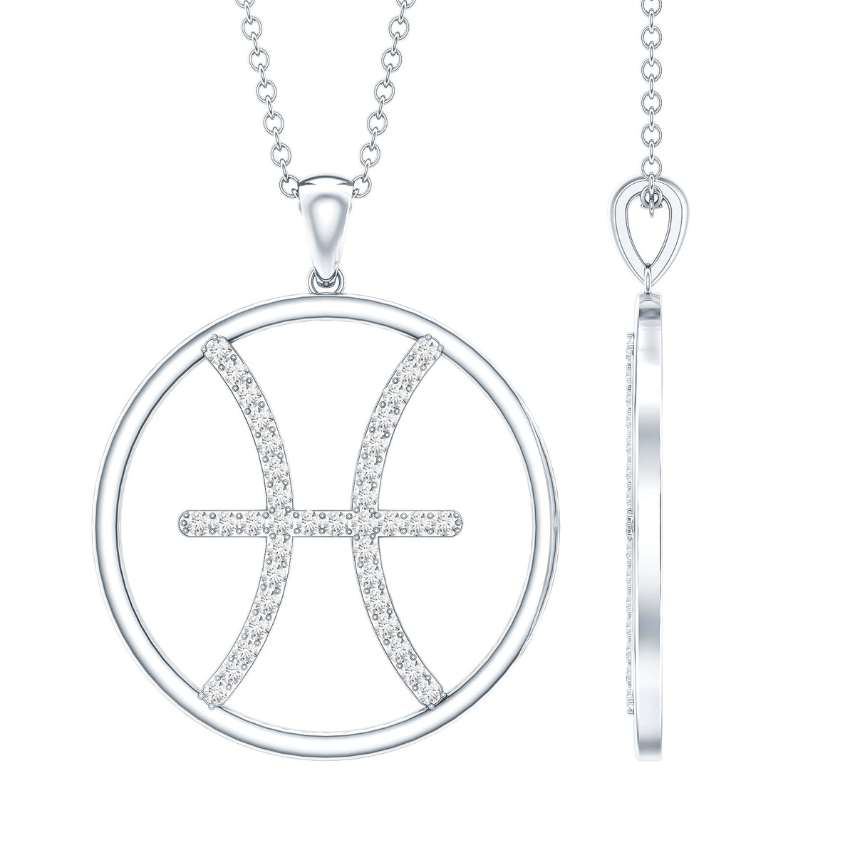Certified Moissanite Pisces Zodiac Sign Pendant Necklace