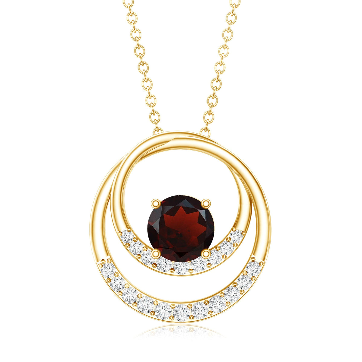 Garnet and Diamond Promise Eternity Pendant Necklace