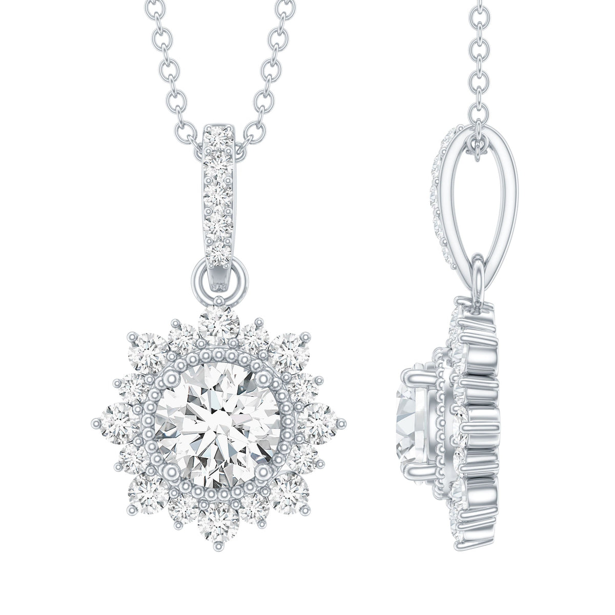1 Carat Moissanite Vintage Inspired Necklace for Wedding