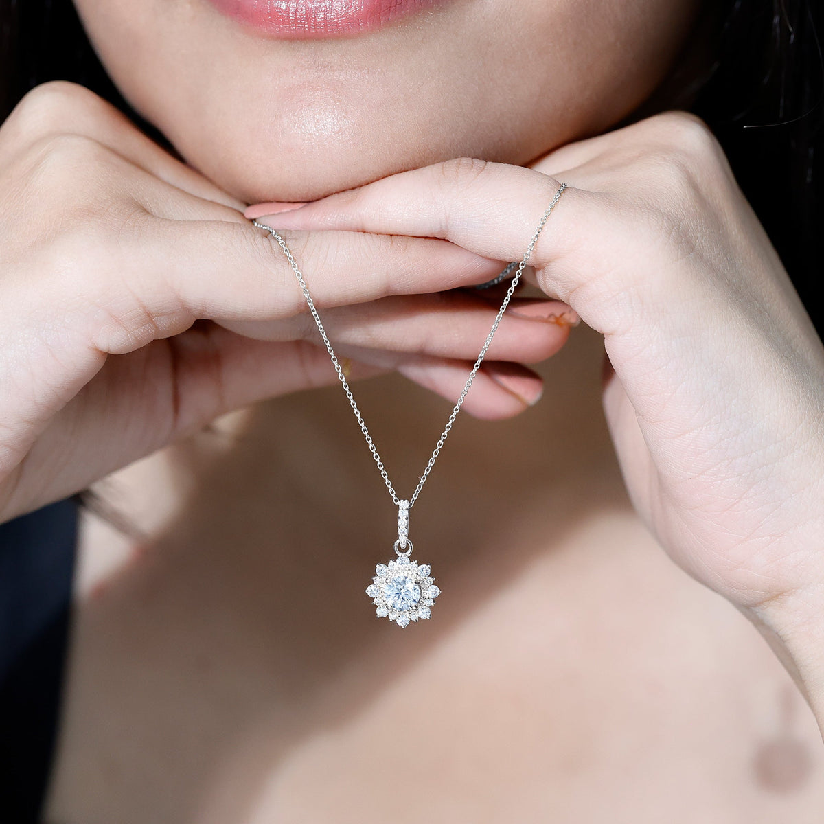 1 Carat Moissanite Vintage Inspired Necklace for Wedding