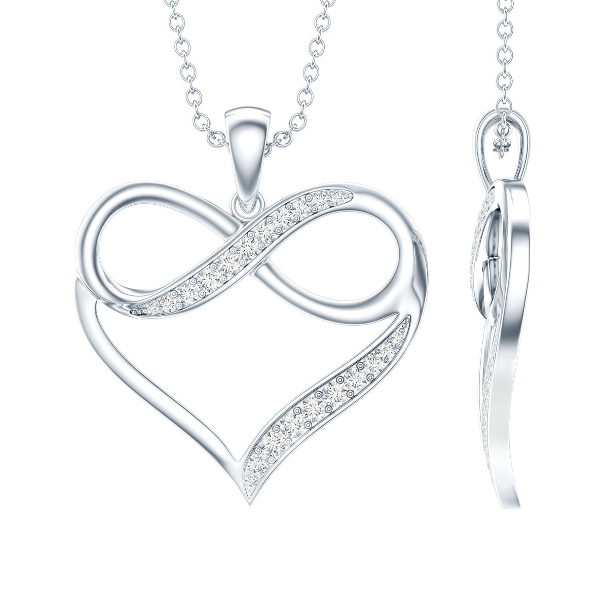 Certified Moissanite Infinity Heart Pendant Necklace