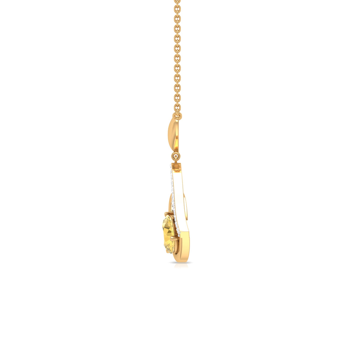 1.2 Carat Citrine and Diamond Heart Drop Pendant