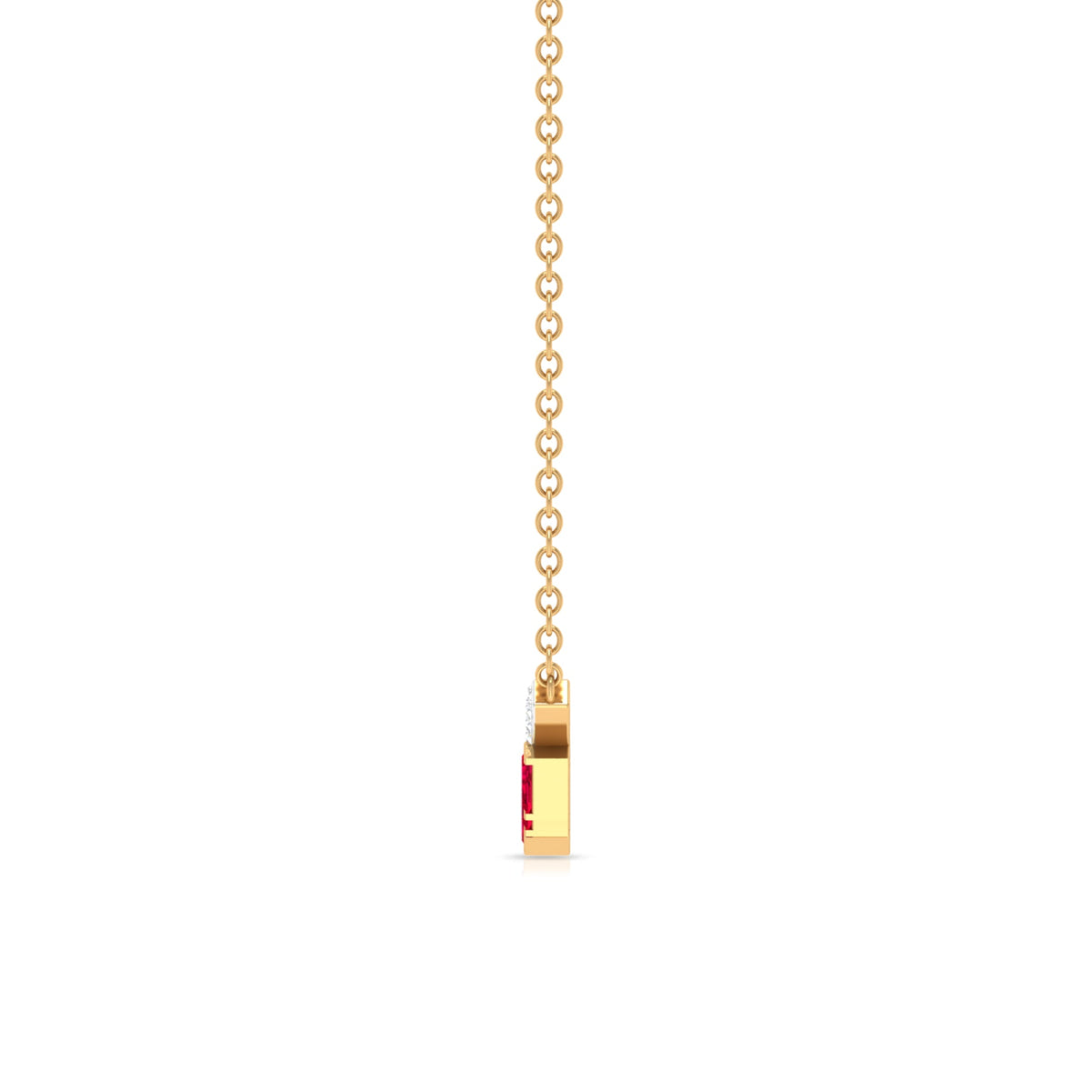 Baguette Cut Ruby Cluster Necklace with Diamond