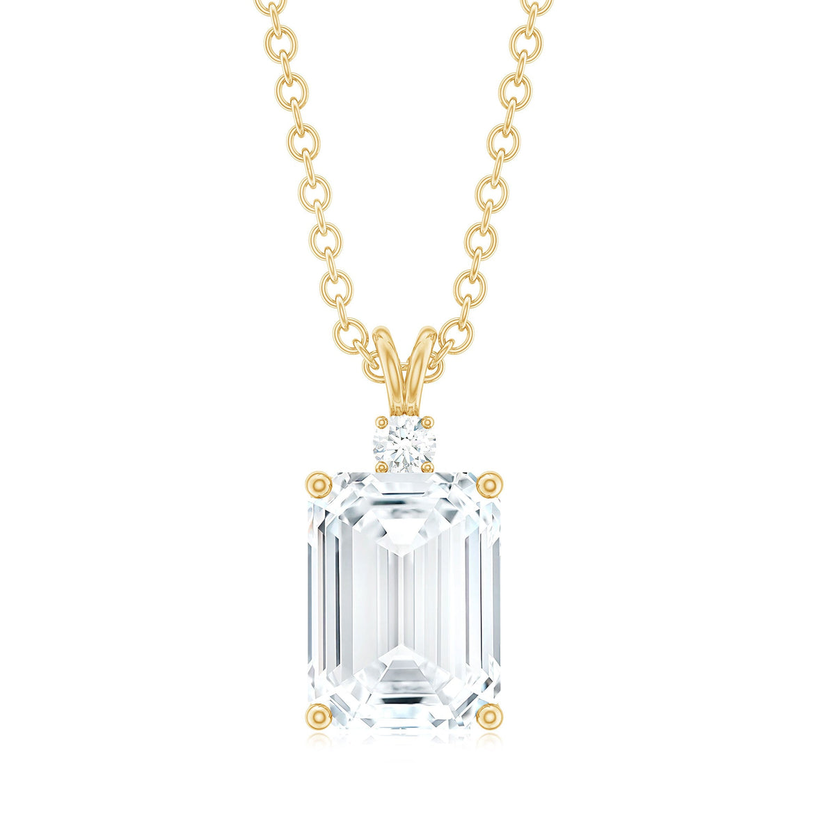 1.8 Carat Solitaire Moissanite Emerald Cut Pendant Necklace