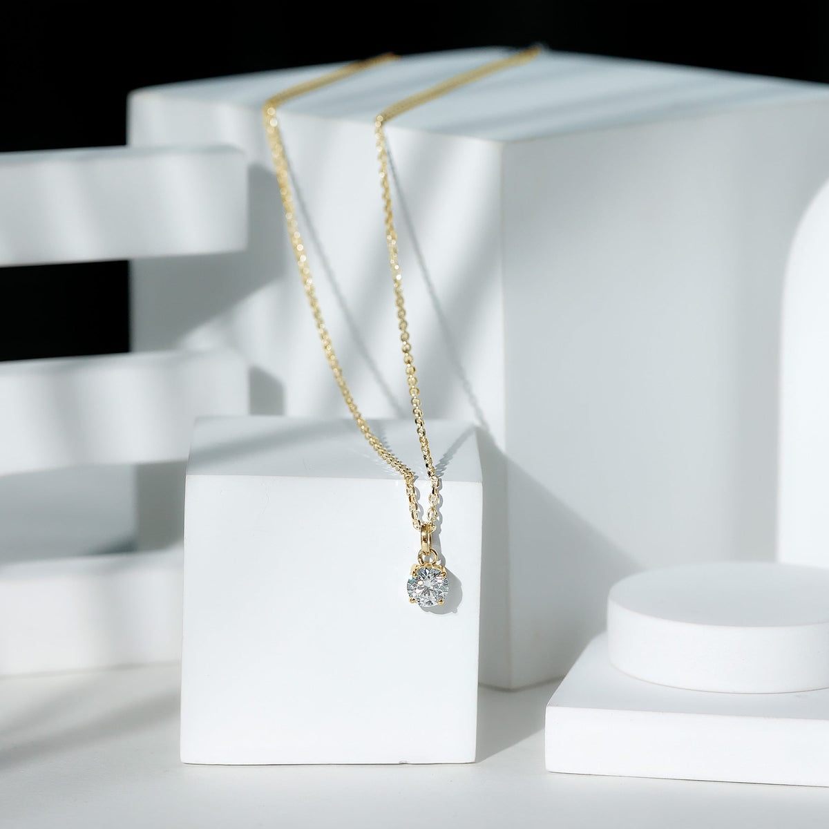 1.36 Carat Round Moissanite Solitaire Pendant Necklace in Prong Setting