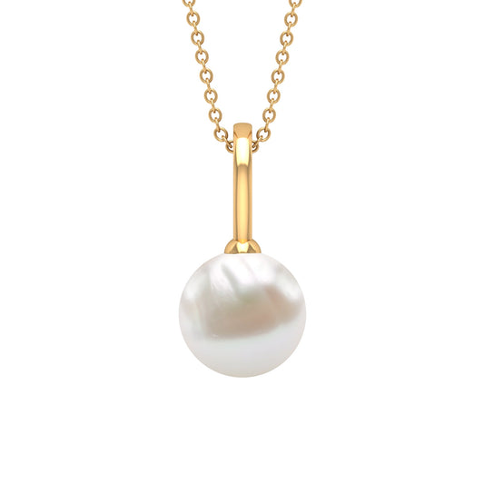 Bead Set Round Freshwater Pearl Solitaire Pendant