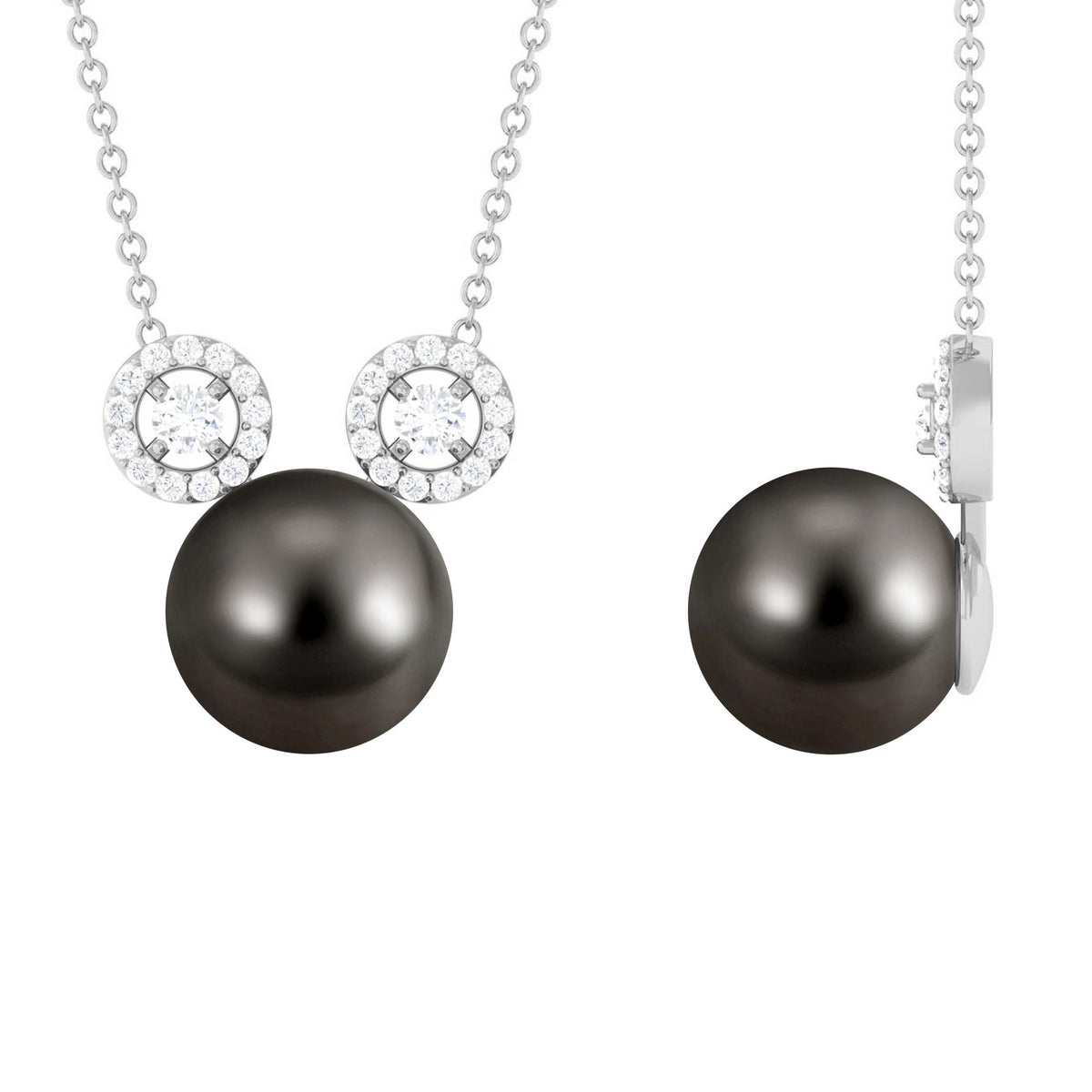 Tahitian Pearl and Diamond Mickey Necklace