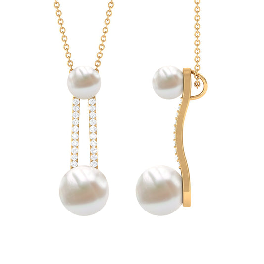 Designer Freshwater Pearl Dangle Pendant with Diamond