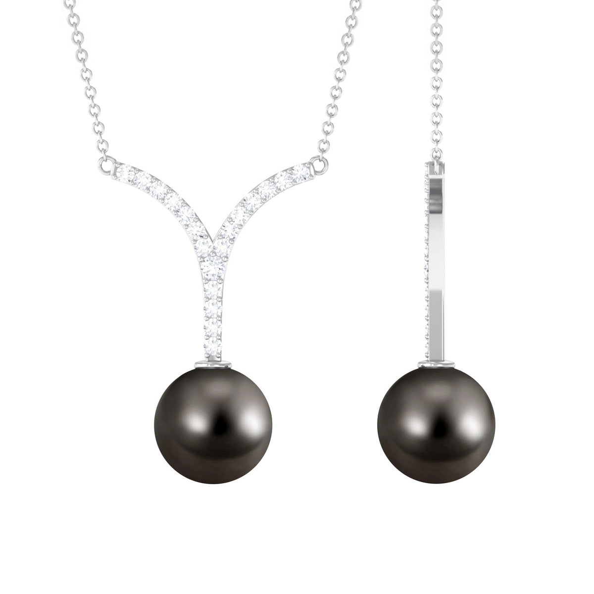 Black Tahitian Pearl and Diamond Classic Necklace
