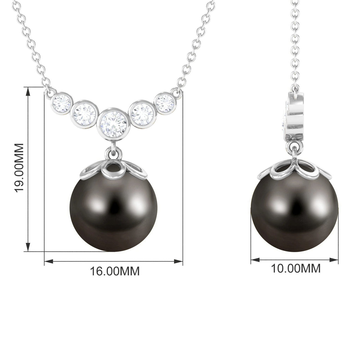 Designer Tahitian Pearl and Diamond Graduated Pendant for Women