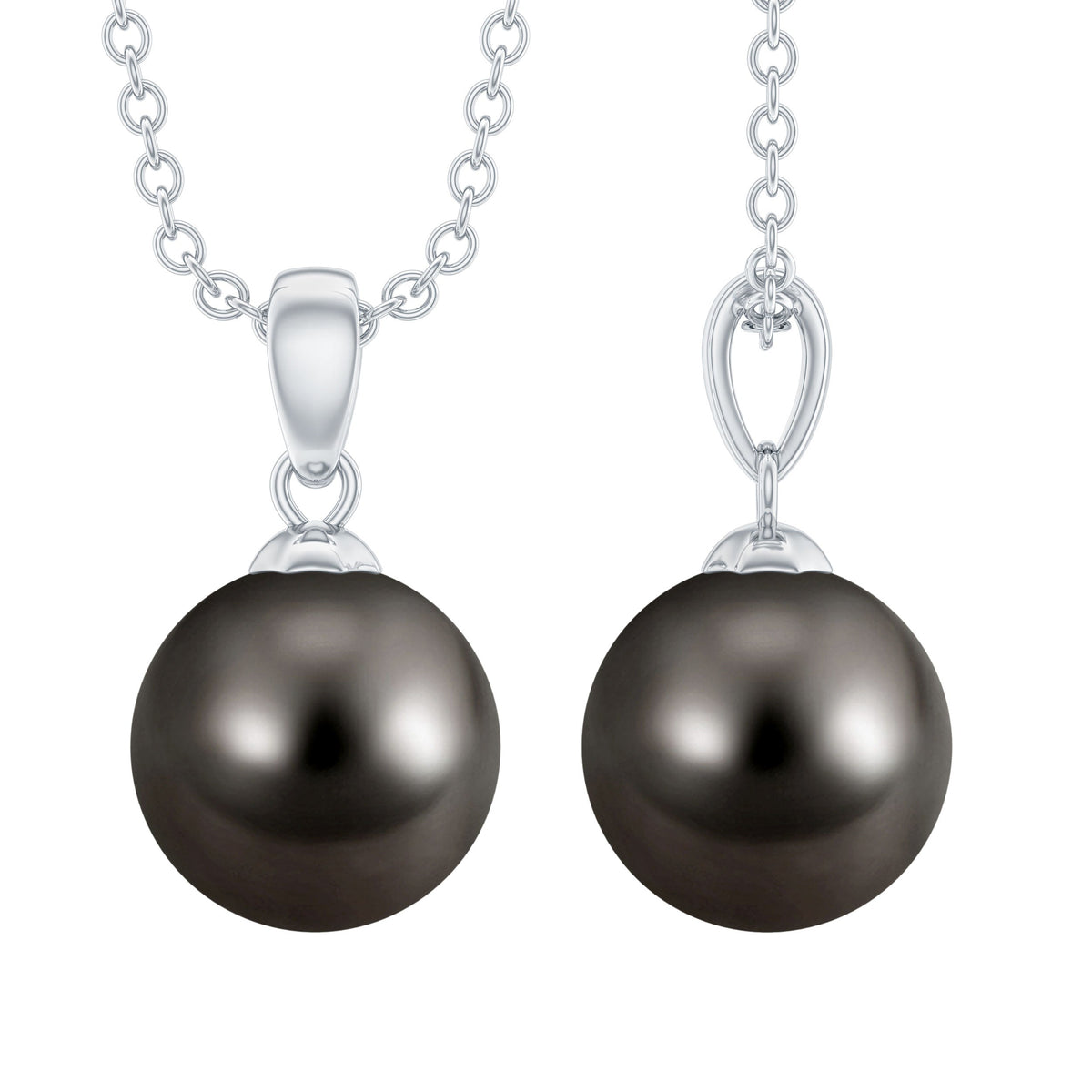 7.5 Carat Black Tahitian Pearl Solitaire Pendant Necklace