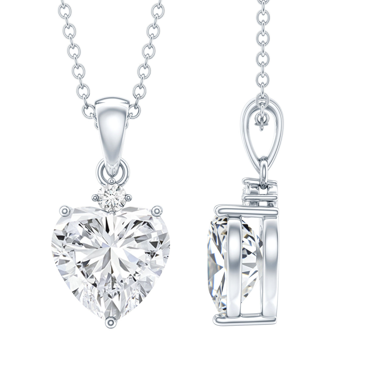 Certified 2 Carat Moissanite Heart Pendant for Women