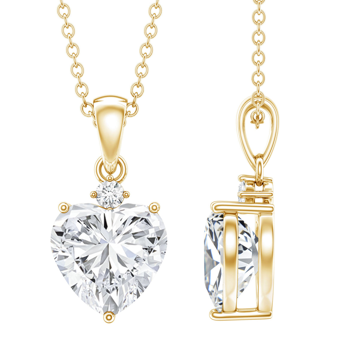 Certified 2 Carat Moissanite Heart Pendant for Women